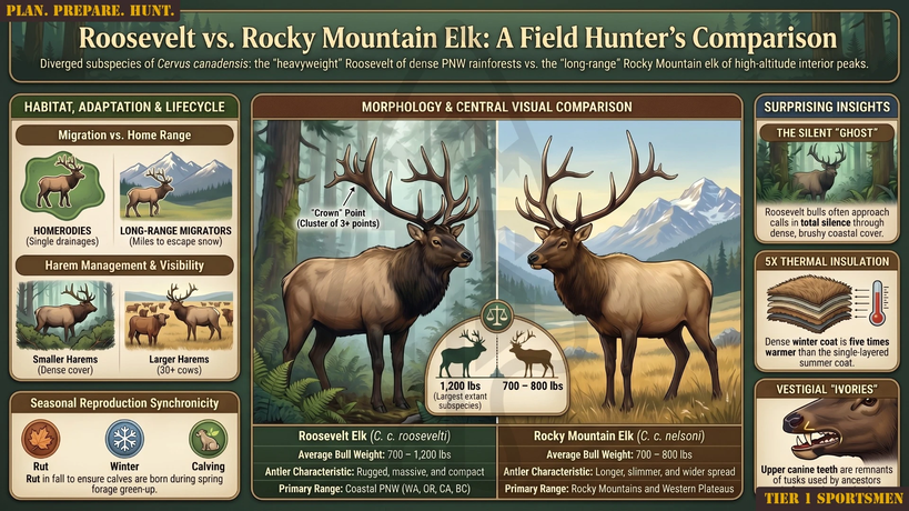 Rocky Mountain Elk vs Roosevelt Elk
